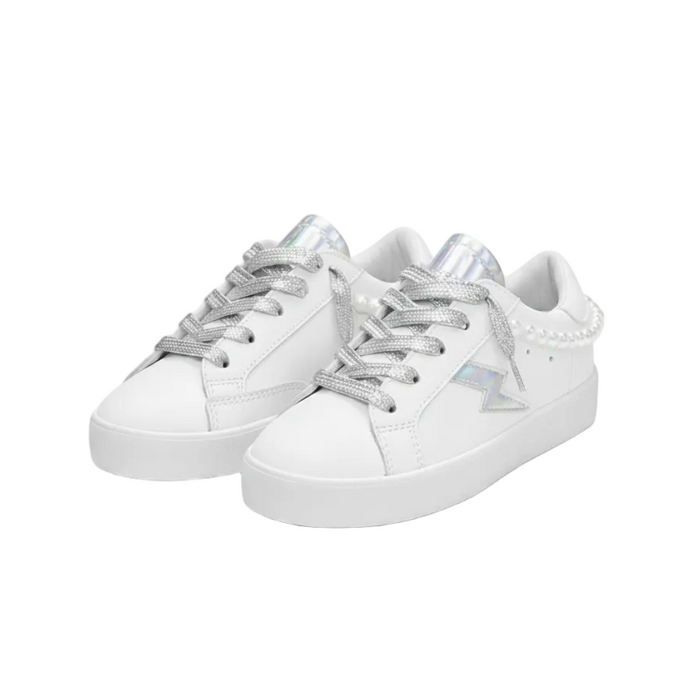 Gia Pearl Iridescent Lightning Bolt Sneakers