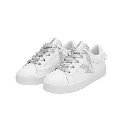 Gia Pearl Iridescent Lightning Bolt Sneakers
