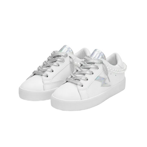 Gia Pearl Iridescent Lightning Bolt Sneakers