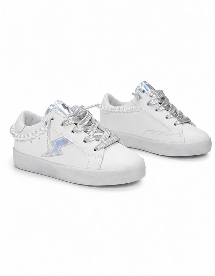 Gia Pearl Iridescent Lightning Bolt Sneakers