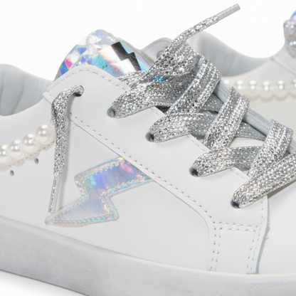 Gia Pearl Iridescent Lightning Bolt Sneakers