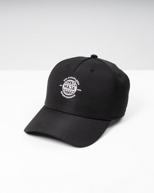 Gorra Snapback Emblema Explorer, Negro, vista frontal, Algodón, protección solar y estilo casual