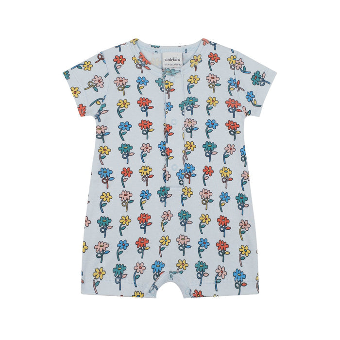 Graphic Flowers Short Sleeve Playsuit image 0