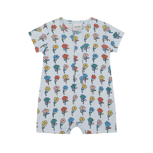 Graphic Flowers Short Sleeve Playsuit image 0
