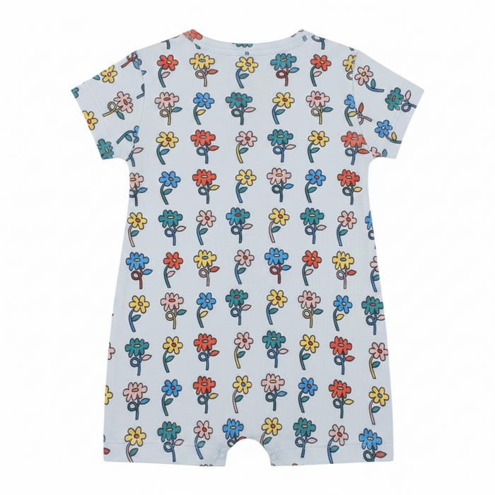 Graphic Flowers Short Sleeve Playsuit