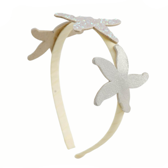 Ivory Headband For Girls With Three Starfish image 0