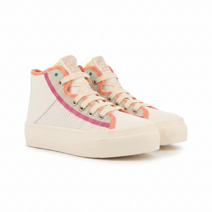 Lajinha Girls White Boot Sneakers With Colourful Details image 0