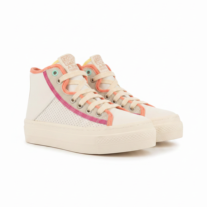 Lajinha Girls White Boot Sneakers With Colourful Details image 0