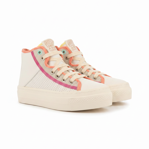 Lajinha Girls White Boot Sneakers With Colourful Details image 0