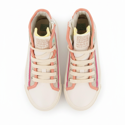 Lajinha Girls White Boot Sneakers With Colourful Details image 2
