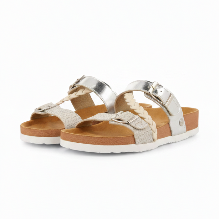 Macasar Girls Silver Footbed Sandals