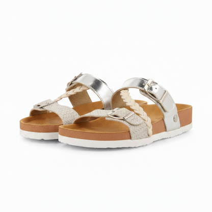 Macasar Girls Silver Footbed Sandals