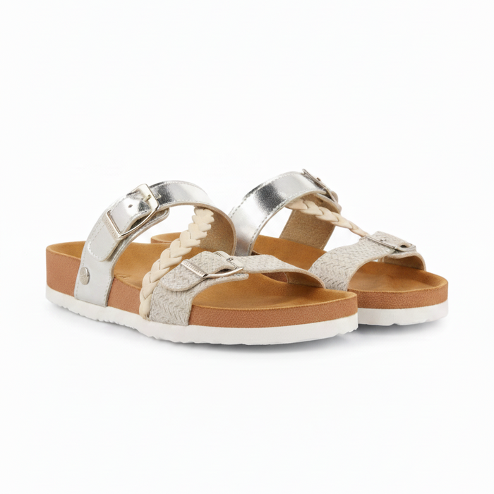 Macasar Girls Silver Footbed Sandals image 0