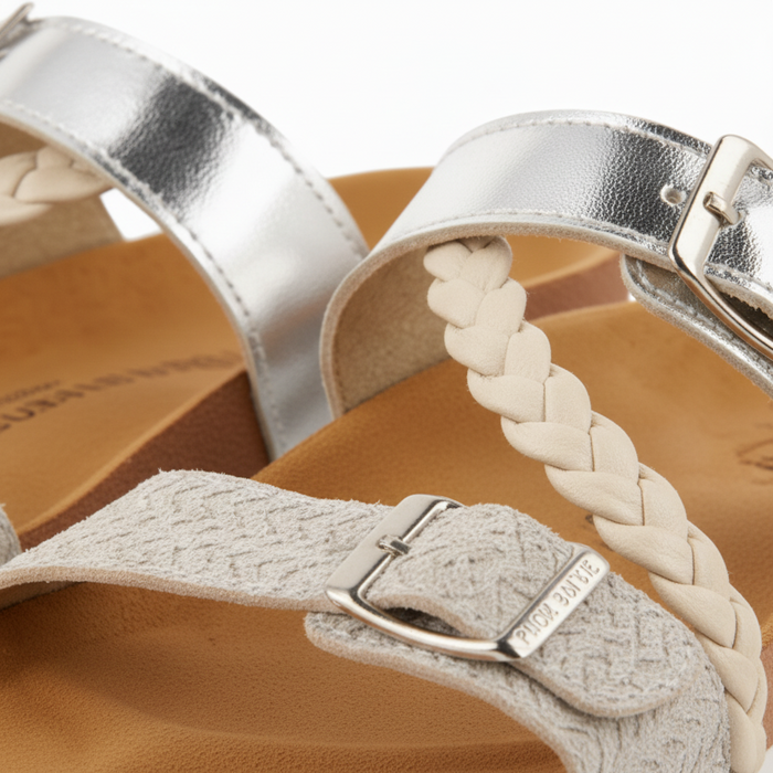 Macasar Girls Silver Footbed Sandals