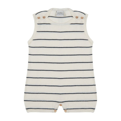 Navy Striped White Knit Playsuit image 0