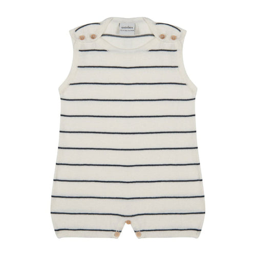 Navy Striped White Knit Playsuit image 0