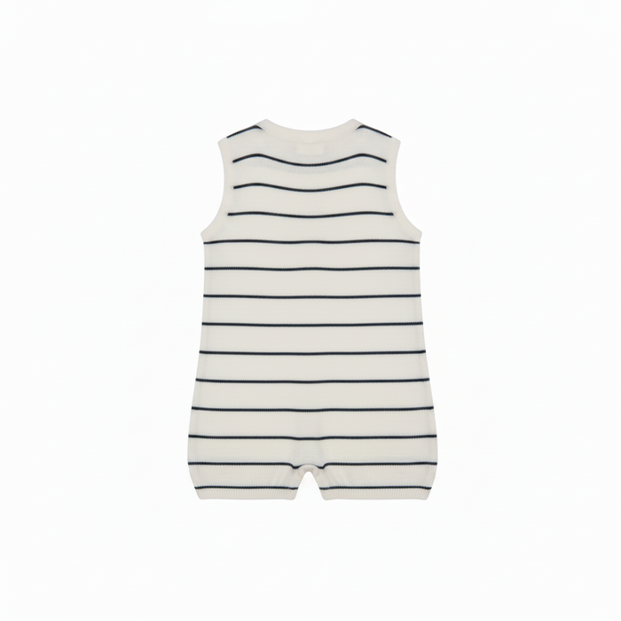 Navy Striped White Knit Playsuit