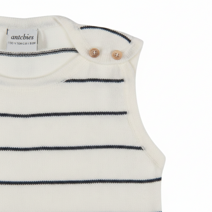 Navy Striped White Knit Playsuit