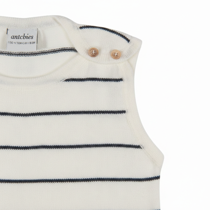 Navy Striped White Knit Playsuit