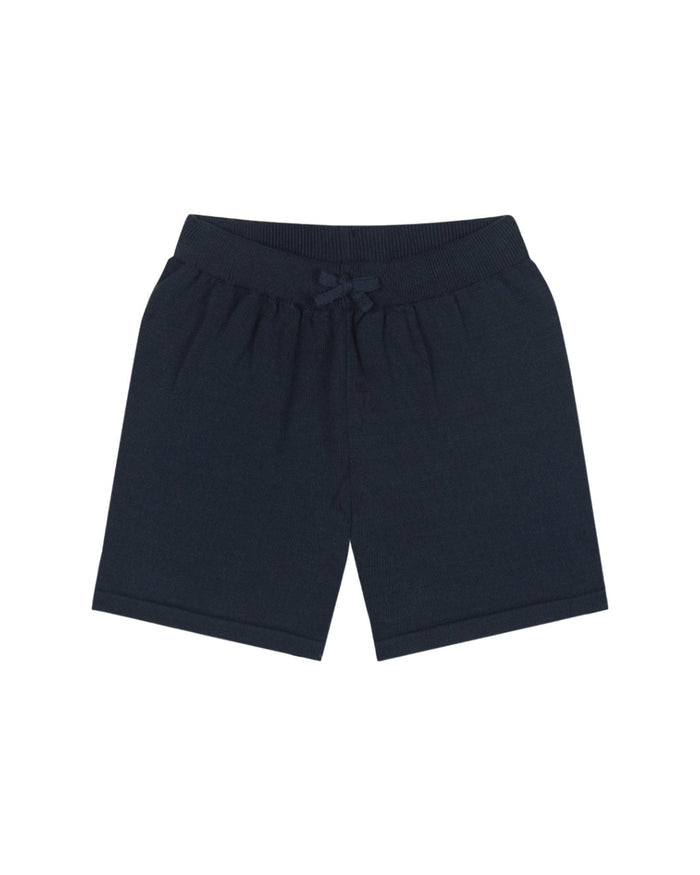 Navy Striped White Knit Short Set image 3