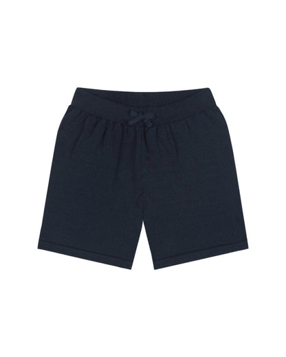 Navy Striped White Knit Short Set image 3