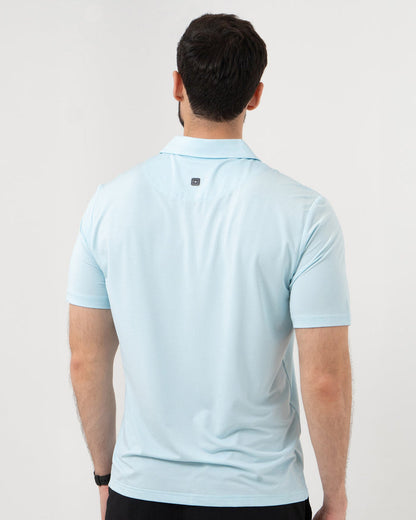 MAJA® Polo Active, Azul cielo, vista posterior, fit Regular, Poliéster, con Protección UV UPF50+, uso versátil