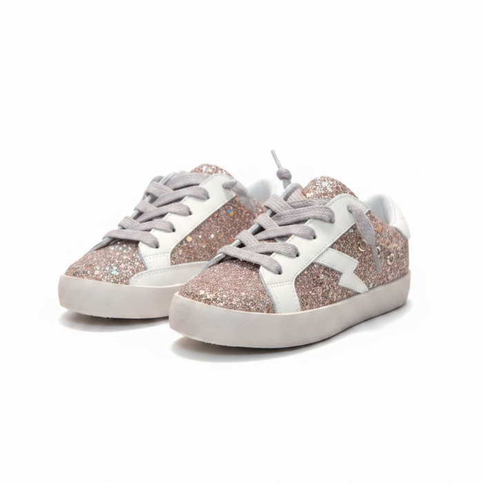 Ruby Rose Gold Glitter Lightning Bolt Sneakers image 0