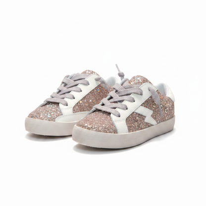 Ruby Rose Gold Glitter Lightning Bolt Sneakers image 0