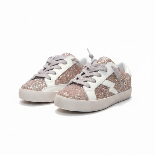 Ruby Rose Gold Glitter Lightning Bolt Sneakers image 0