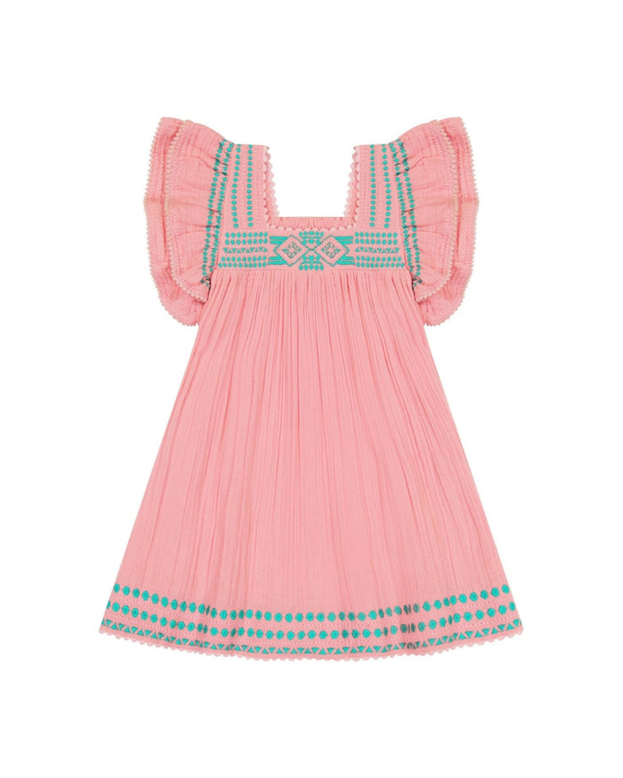 Serena Girl's Tassel Dress Pink Sorbet Embroidery image 0