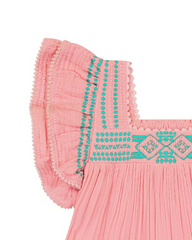 Serena Girl's Tassel Dress Pink Sorbet Embroidery image 1
