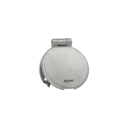 A product shot of the brushed stainless house hydrant v1+ debris cover.