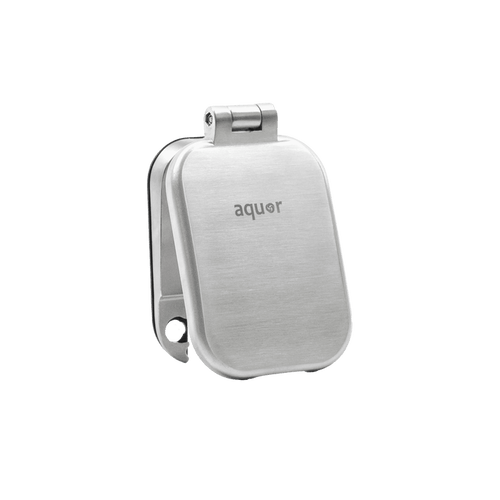 A product shot of the brushed stainless house hydrant v2+ debris cover.
