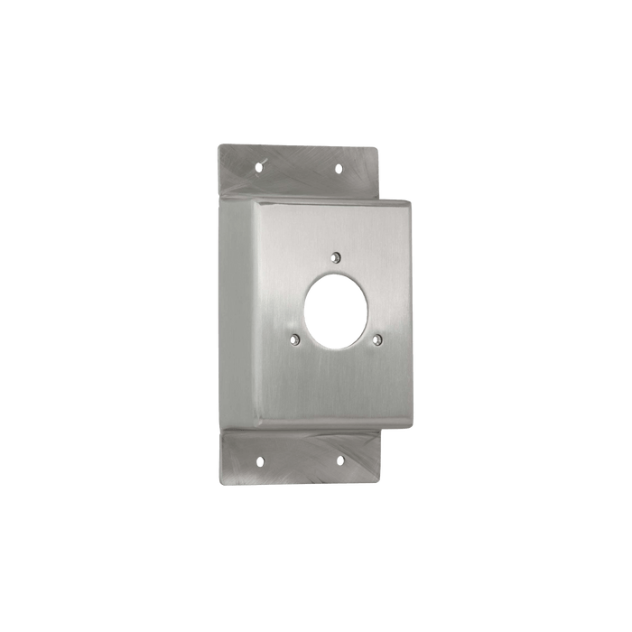 A product shot of the stainless steel 1.5" mounting box for the house hydrant v1+.