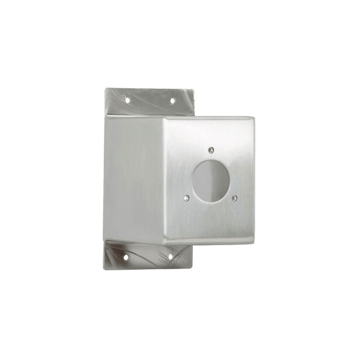 A product shot of the stainless steel 3" mounting box for the house hydrant v1+.