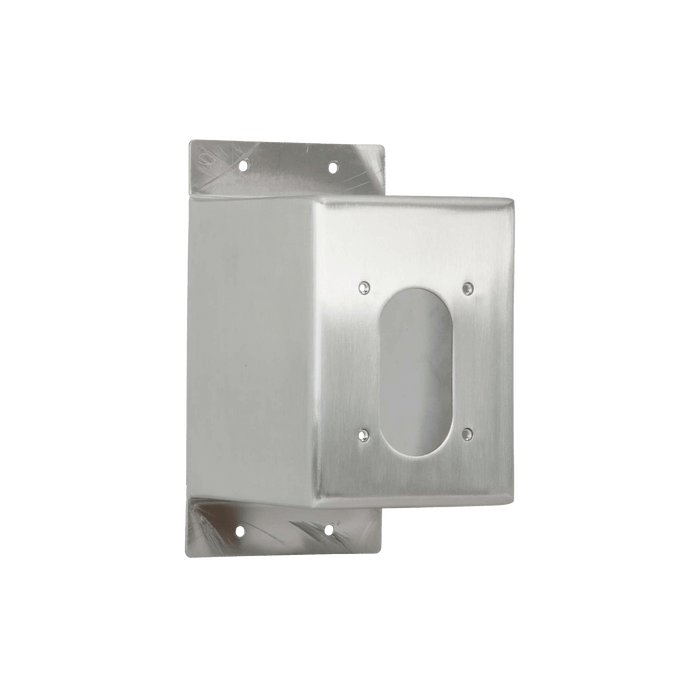 A product shot of the stainless steel 5.5" mounting box for the house hydrant v2+