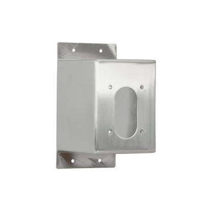 A product shot of the stainless steel 5.5" mounting box for the house hydrant v2+
