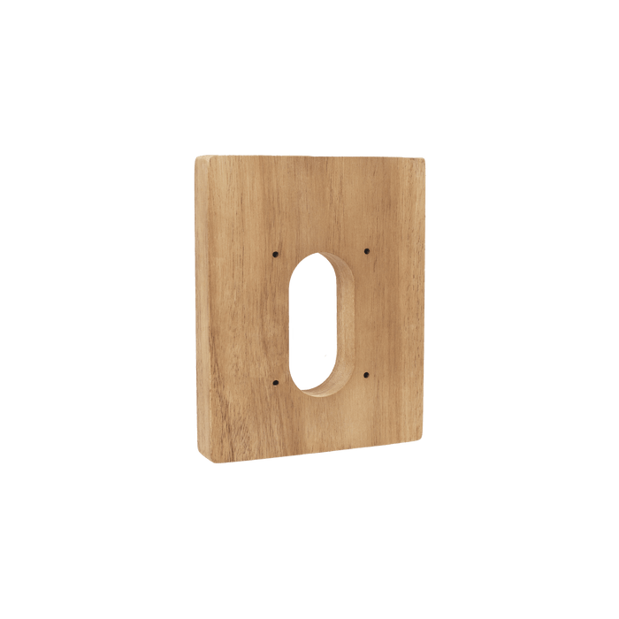 A product shot of the teak mounting block for the house hydrant v2+.