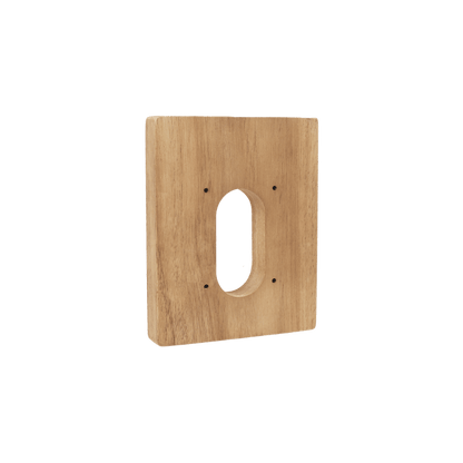 A product shot of the teak mounting block for the house hydrant v2+.
