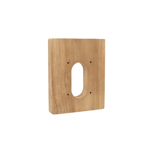 A product shot of the teak mounting block for the house hydrant v2+.