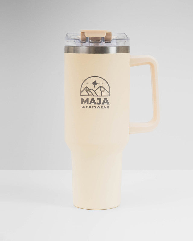 Termo Tumbler Emblema Horizonte, Khaki, vista frontal, Acero inoxidable, con Acero inoxidable, mantiene tu bebida a la temperatura ideal