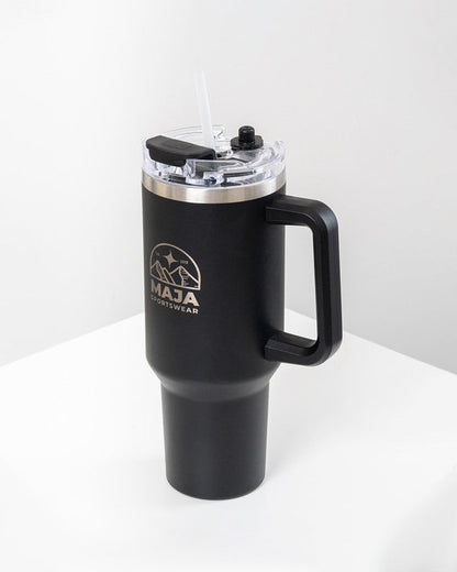 Termo Tumbler Emblema Horizonte, Negro, vista posterior, Acero inoxidable, con Acero inoxidable, mantiene tu bebida a la temperatura ideal