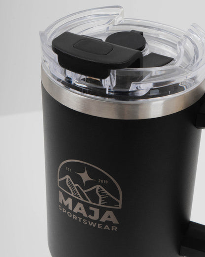 Termo Tumbler Emblema Horizonte, Negro, vista lateral, Acero inoxidable, con Acero inoxidable, mantiene tu bebida a la temperatura ideal