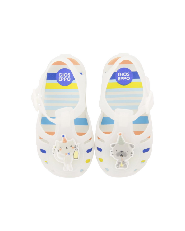 Uarini Babies White Jelly Shoes With Kitten And Puppy Design image 2