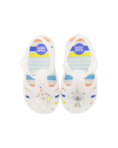 Uarini Babies White Jelly Shoes With Kitten And Puppy Design image 2